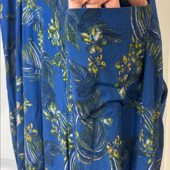 Free People Floral Romper Pants Blue Women’s Size 2 - Picture 8 of 16